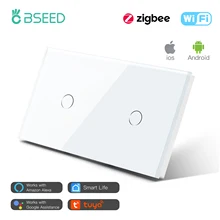 

BSEED Zigbee Smart EU 2 Gang Single Live 157mm Touch Light Switch Smart Switch Alexa Smart Life Compatible Home Decoration