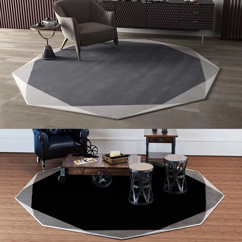 

Household coffee table carpet living room grey net red polygon irregular solid color bedroom bedside hall