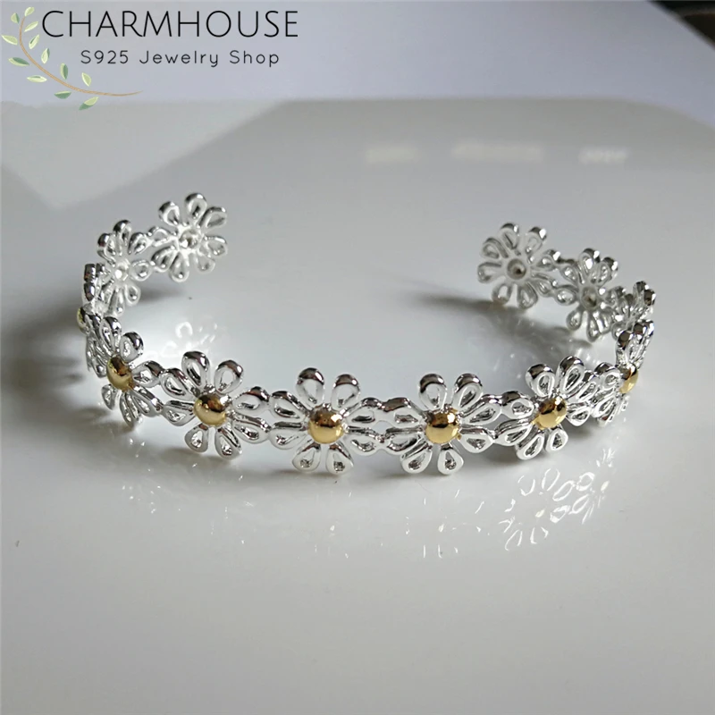Charmhouse, 925, серебряные браслеты для женщин, мама, цветок, манжета, браслет и браслеты, браслет, женский браслет, новая мода, ювелирное изделие