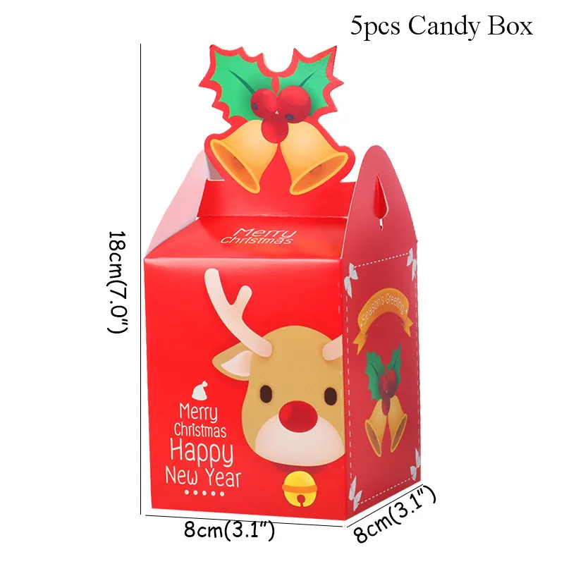 5pcs candy box WEIGAO, Рождественская Подарочная коробка, сумки для конфет, Navidad, рождественские украшения для дома, пакет для печенья, сумка, новогодние, рождественские, вечерние, подарочные сумки - Цвет: 5pcs candy box