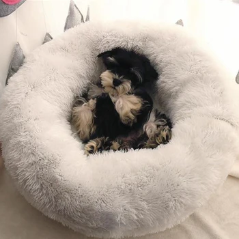 

40/50/60cm Super Soft Cat Bed Long Plush Winter Warm Dog House Cats Mat Dog Sleeping Bag Portable Puppy Kennel Nest Pet Cushion