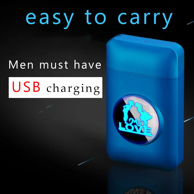 Коробка для сигарет с электронной зажигалкой чехол USB зарядка аксессуары курения