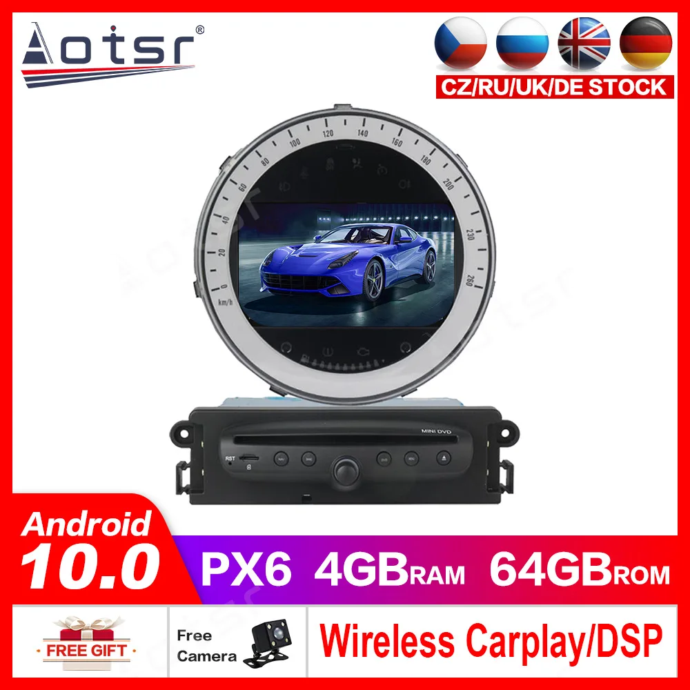 

Автомобильный мультимедийный плеер PX6, Android 10,0, 4 + 128 ГГц экран, для BMW MINI 2006-2013, автомобильное аудио, радио, стерео, GPS-навигация, головное устройство DSP