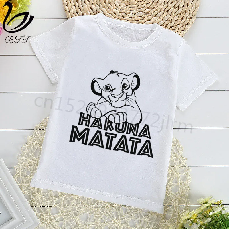 Hakuna Matata/забавная Футболка с принтом Футболки для мальчиков детская футболка с короткими рукавами детские футболки с принтом Hakuna Matata детская одежда