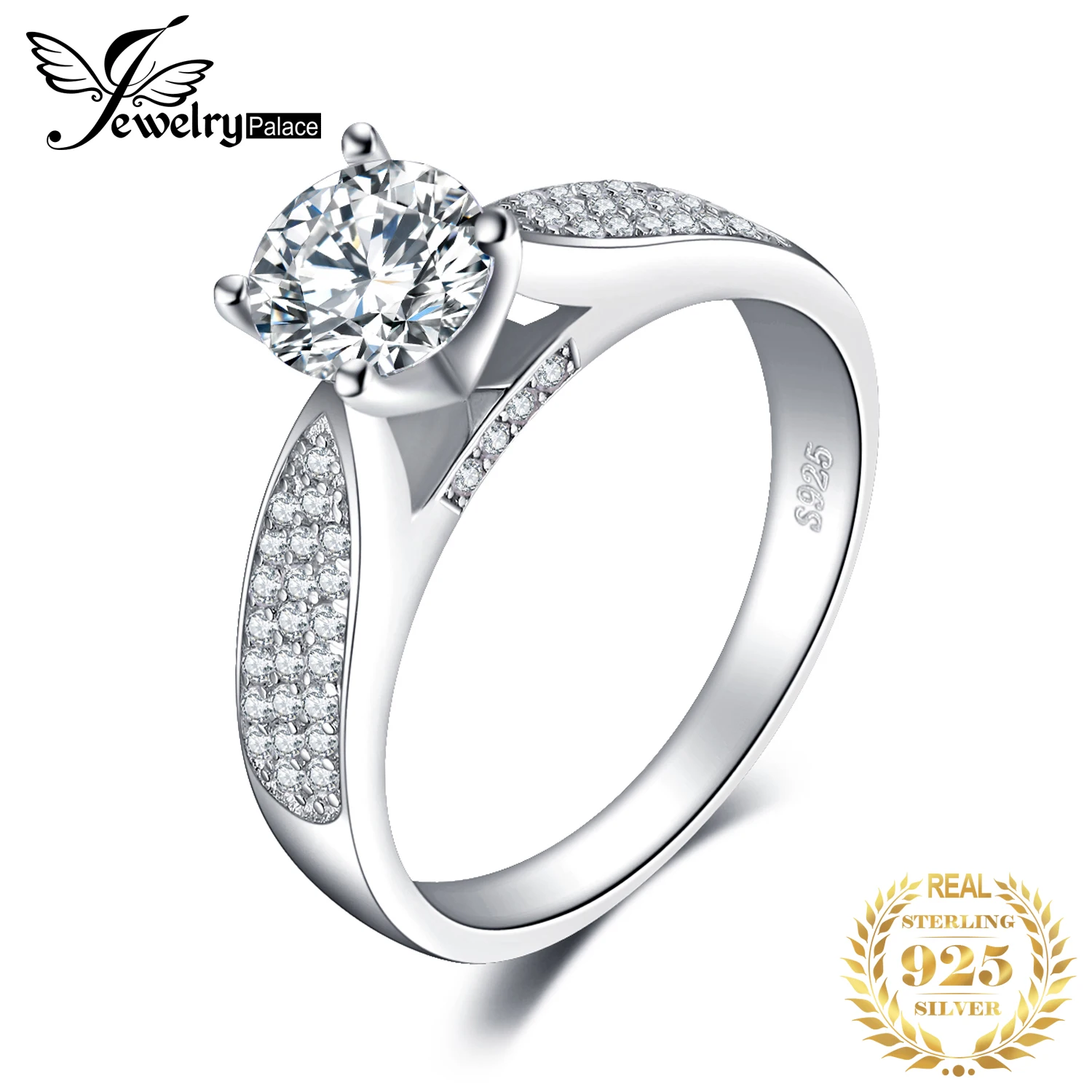 JewelryPalace мода круглый кубического циркония обручальное кольцо для Для женщин реальные 925 пробы серебро Модные украшения кольцо подарок на день рождения