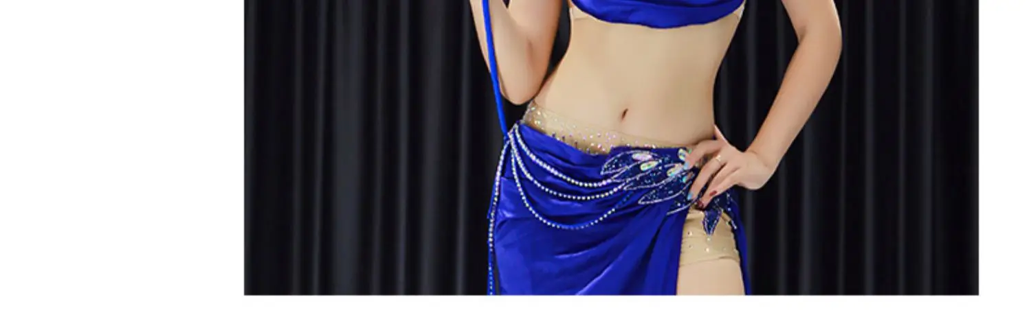 Женский костюм для танца живота, блестящий бюстгальтер с бриллиантами, сексуальная Длинная юбка с разрезом, одежда для восточных индийских танцев, одежда для сцены, 3101