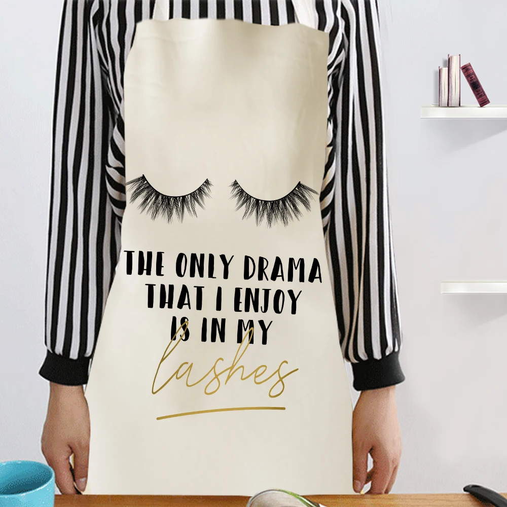 Silstar Tex Beautiful Eyelashes Aprons Women Apron Clean Linen Home Kitchen Barber Hairstylist Cooking Adults Kid