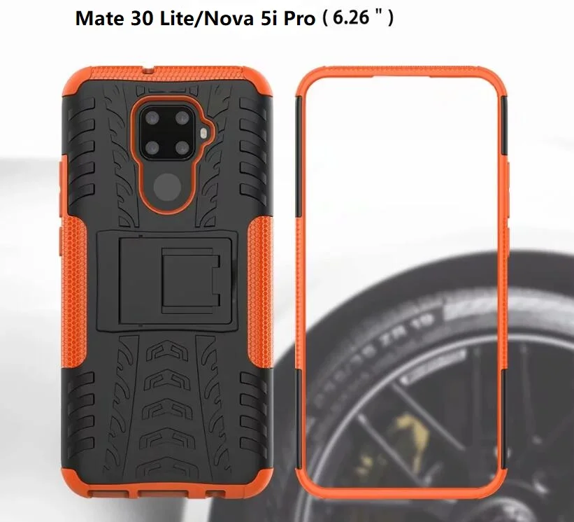 Для huawei mate 30 Lite/huawei nova 5i Pro Жесткий чехол+ закаленное стекло из мягкого гелеобразного материала гибридная Броня силиконовая подставка чехол для телефона