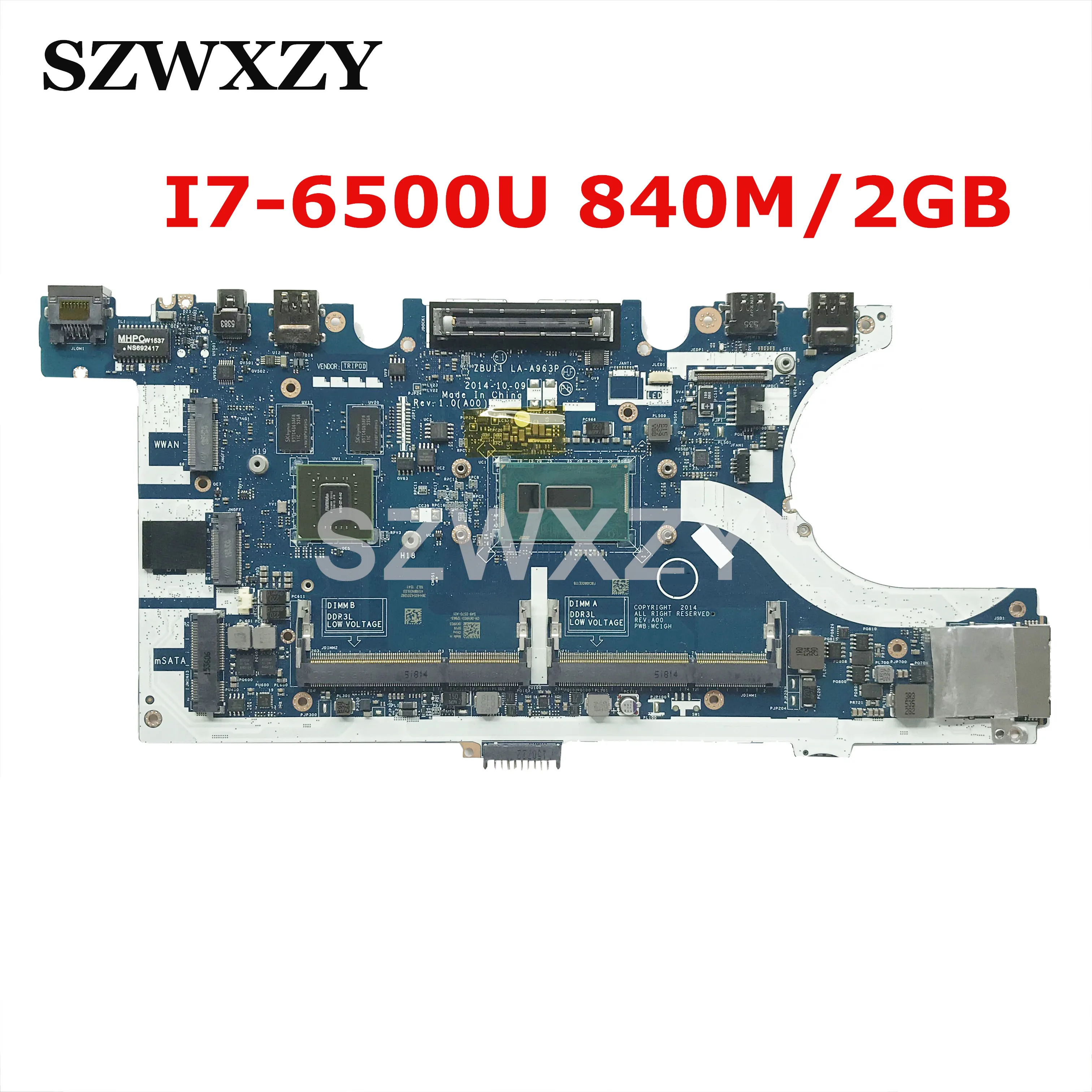 CN-0KVR03 0KVR03 KVR03 для DELL Latitude E7450 Материнская плата ноутбука ZBU11 LA-A963P с SR23V i7-6500U 840 м/2 ГБ DDR3L