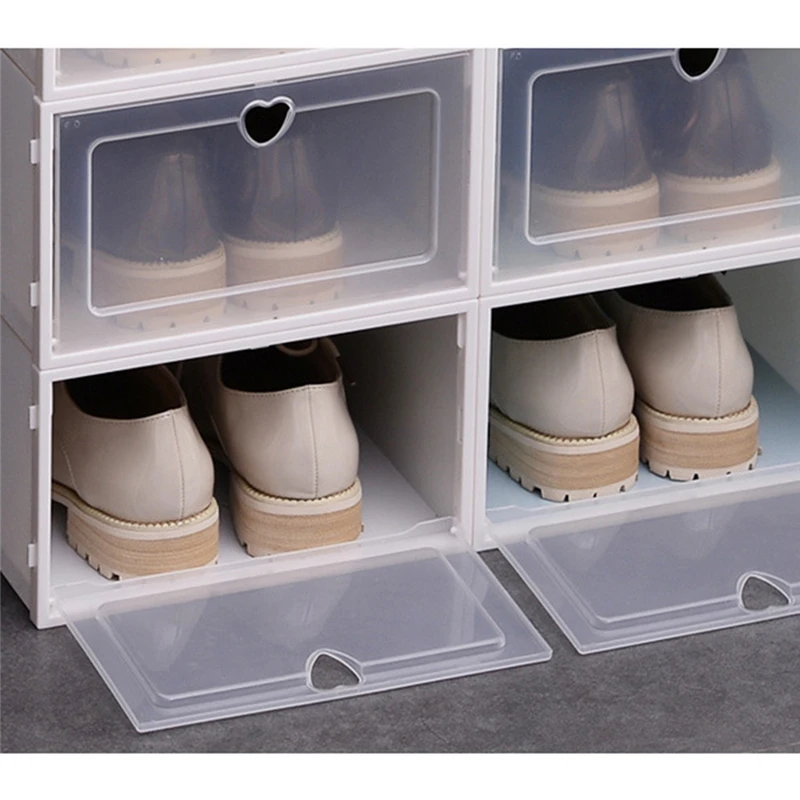 1PC Foldable Clear Shoes Storage Box Plastic Stackable Shoe Organizer Durable and practical Simple Mini Portable Lazy 