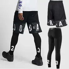 Мужские баскетбольные наборы, спортивные быстросохнущие спортивные шорты для тренировок+ колготки для мужчин, футбольные упражнения, Пешие прогулки, бег, фитнес, йога 8502L