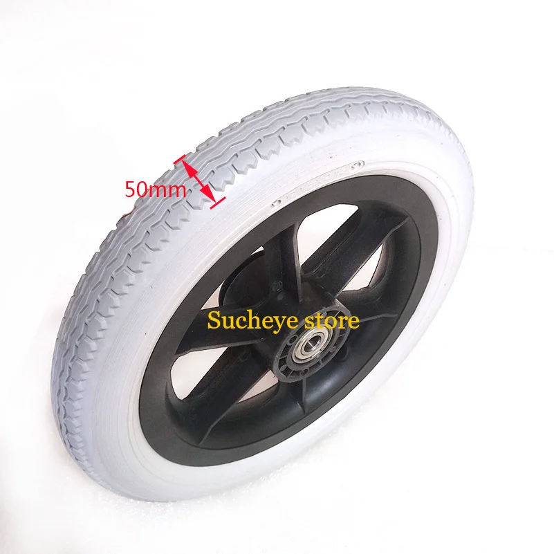 2 colors available: 12 inches Wheelchair wheel / 2x2 4 PU Tire Inflation Free Manual Rear