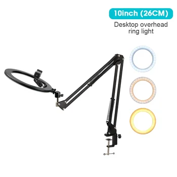 

Photography Selfie Ring Light Desktop Beauty LED Dimmable For Youtube Live Studio Video Phone Holder 10 inch Light Ring lamp