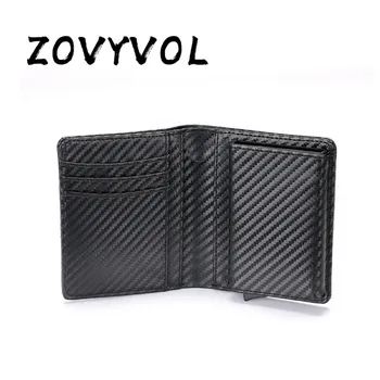 

ZOVYVOL Automatic Credit Card Holder Travel Aluminum Men RFID Wallet Pop Up Blocking Money Case Protection PU Leather Cardholder