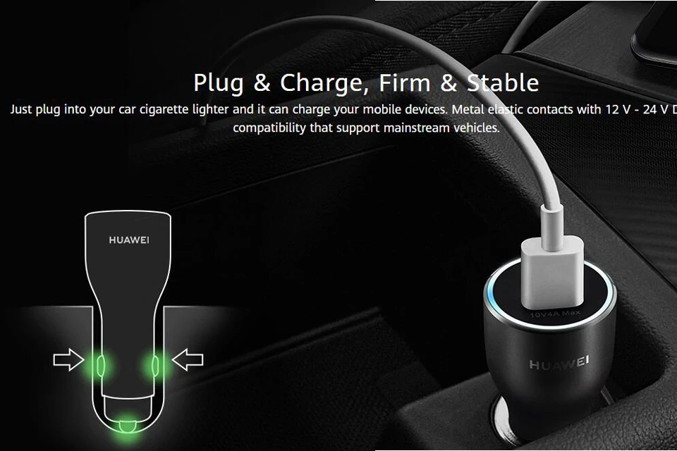 Оригинальное автомобильное зарядное устройство huawei 10V 4A Max SuperCharge включает кабель type C автомобильное зарядное устройство для huawei mate 20 Pro Honor P20