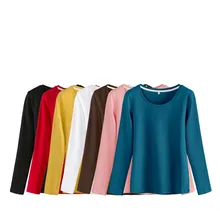 2020 New Tshirt Tops Long-sleeved Plus Size O-neck Cotton Tshirt Women's Spring And Summer Solid Color Tops Slimming shirt