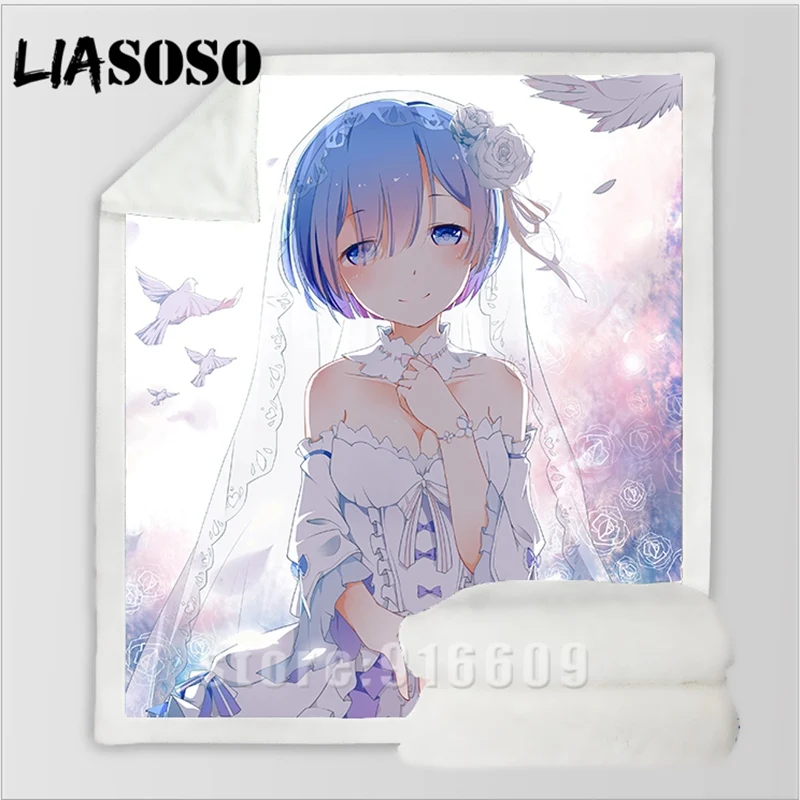 Сексуальный Re: zero двойной горничной Рам Rem Диван Постельные принадлежности офис Harajuku зимнее модное одеяло покрывало детское одеяло для путешествий одеяло для прогулок