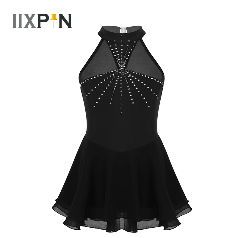 

Teens Girls Skating Dress Figure Leotard Dance wear Ballet Gymnastics Sparkly Rhinestones Gymnastics Leotard Ballet Dress Kids