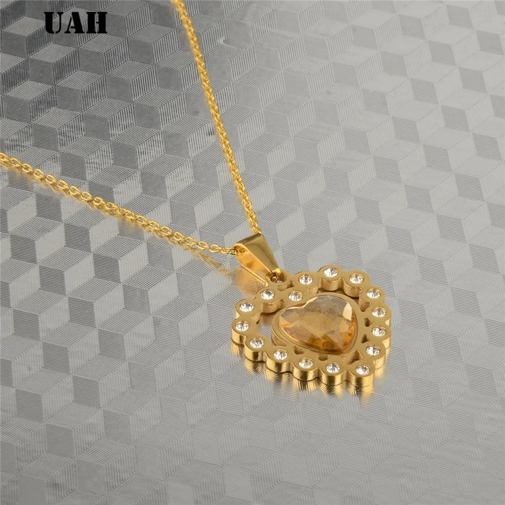 UAH Fashion Tiny Dainty Heart Initial Zirconia Necklace Necklace Stainless Steel Jewelry for women accessories girlfriend gift