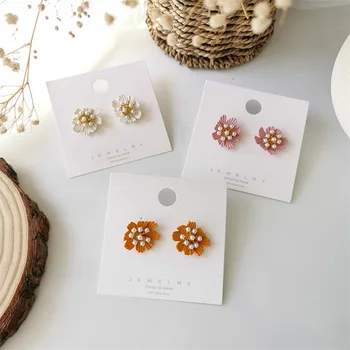 

HHSPPF XY Korean New Irregular Three-dimensional Pearl Flower Earring Cute Elegant Metal Flower Women Jewelry Girl gift