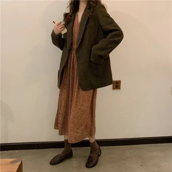 

Women Spring Long Sleeve V Neck Elastic High Waist Long Floral Dress A-line Long Pullover Dresses Elegant