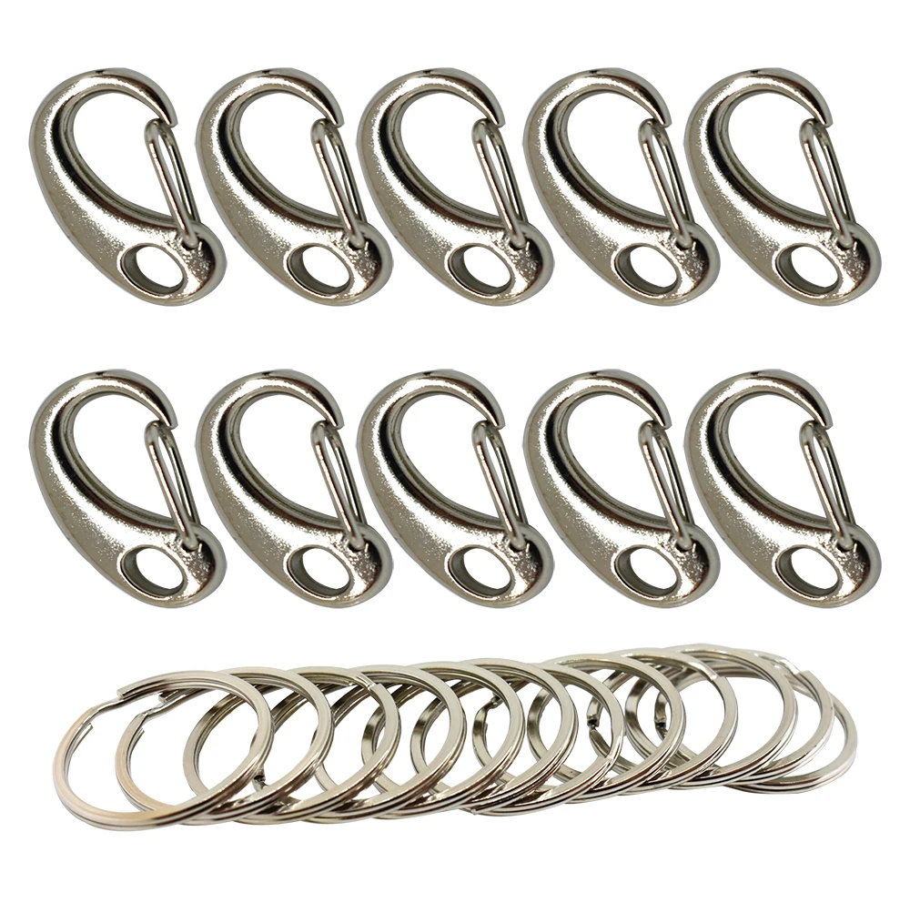 10 PCS Metal Small Snap Hook Clips with Eye Hole，Egg Shape Spring