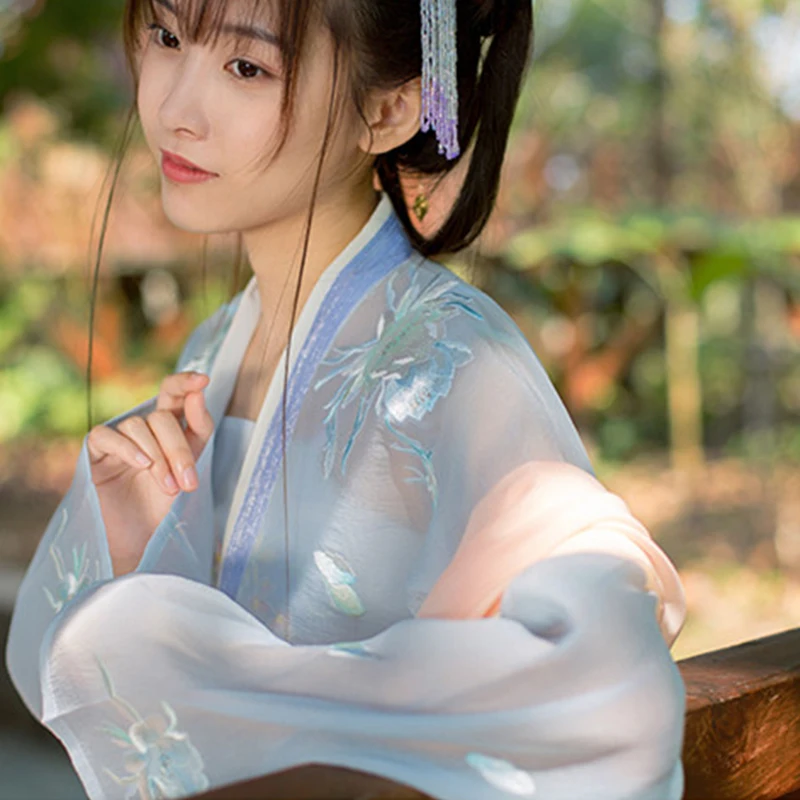 Вышивка танцевальные костюмы Hanfu женское китайское народное платье феи праздничный наряд Восточный рейв представление одежда 3 шт. DC2697