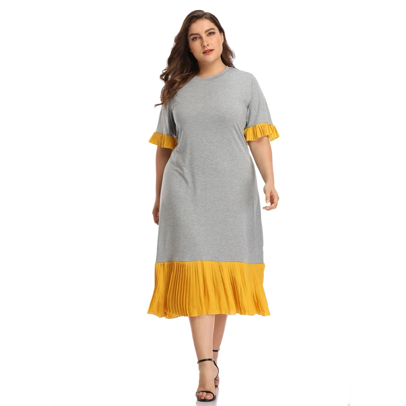 ECOBROS платье большого размера для женщин свободное элегантное лоскутное длинное платье жир мм плюс размер женская одежда платье vestidos