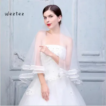 

Fashion Wedding Veil One Layers Tulle Model Bridal Veils Satin Edge Short Bride Accessories TS276