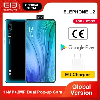 

ELEPHONE U2 MTK MT6771T Octa Core 6GB 128GB Cellphone 16MP Pop-up Cam 6.26" FHD+ Screen Face ID Android 9.0 Smartphone