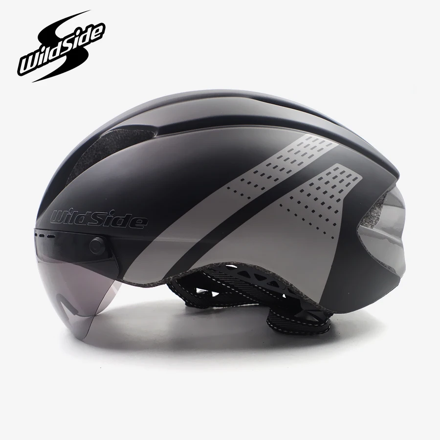 Aero helmet tt time trial cycling helmet for men women goggles race road bike helmet with len Casco Ciclismo bike adults helmet
