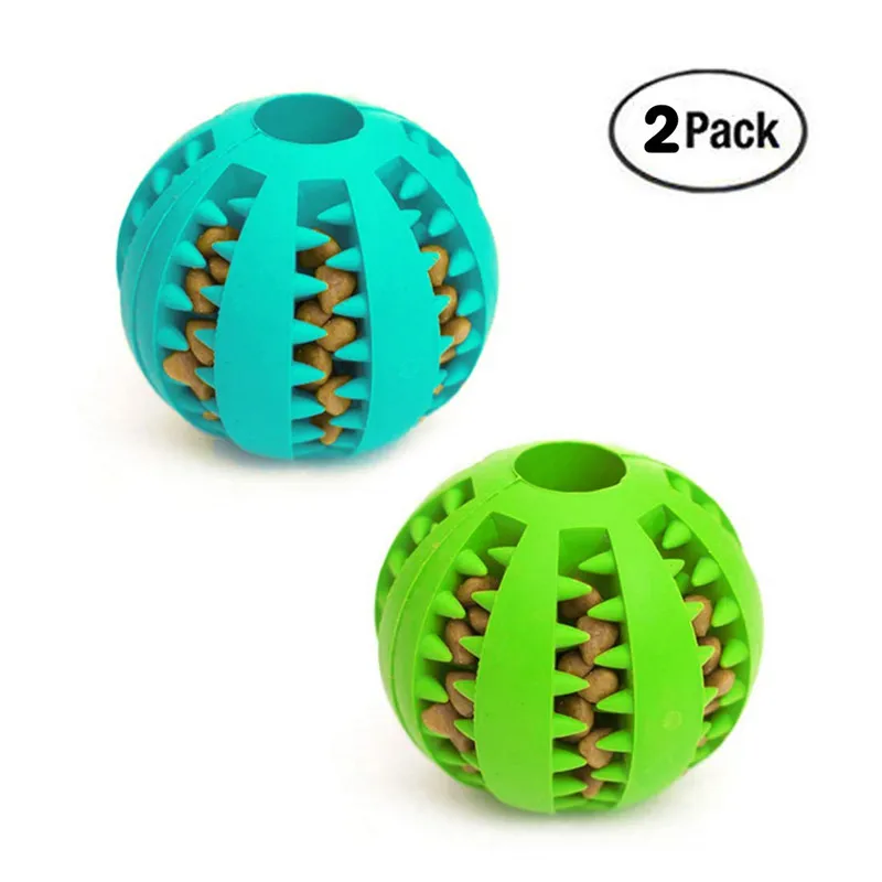 

2pcs Dog Toy Ball Bite Resistant Food Treat Feeder Chew Tooth Cleaning Exercise Game IQ Training Ball for Pet Dogs Puppy Cat