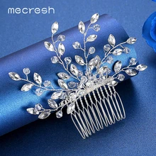 Mecresh Элегантный Crystal форма кристалл свадебные гребни для волос ручной работы лист для украшения волос невесты аксессуары для головных уборов FS254