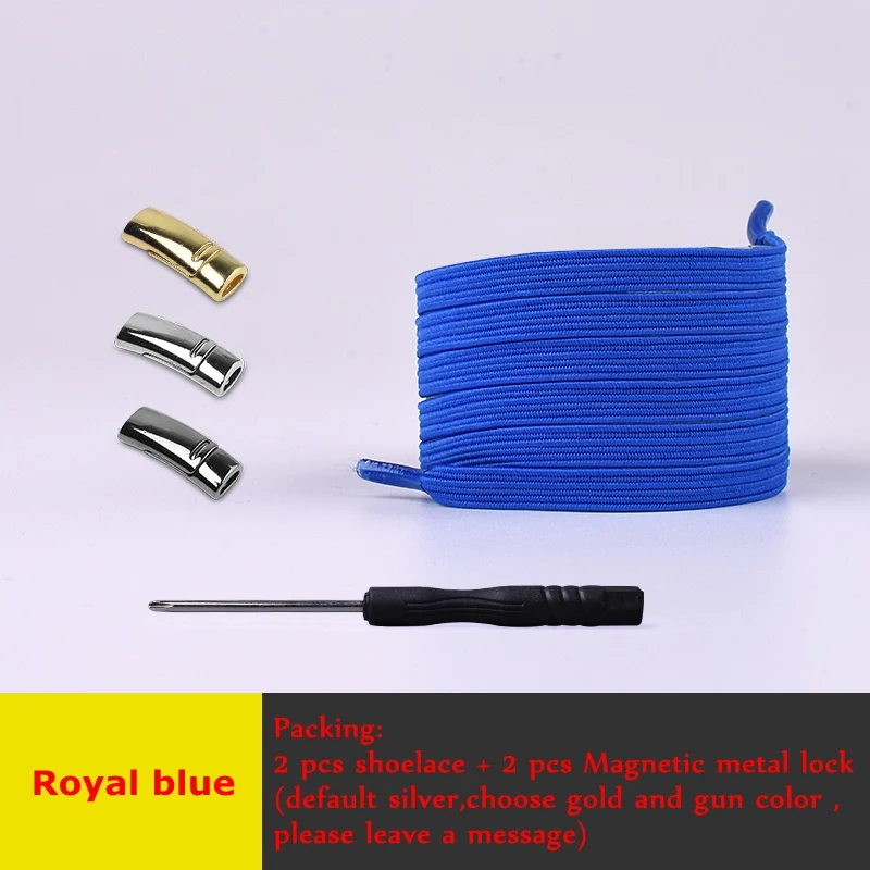 Royal blue Новые эластичные магнитные запирающиеся шнурки для обуви Quick No Tie шнурки для обуви для детей и взрослых унисекс спортивные туфли со шнурками обувные шнурки для шнуровки - Цвет: Royal blue