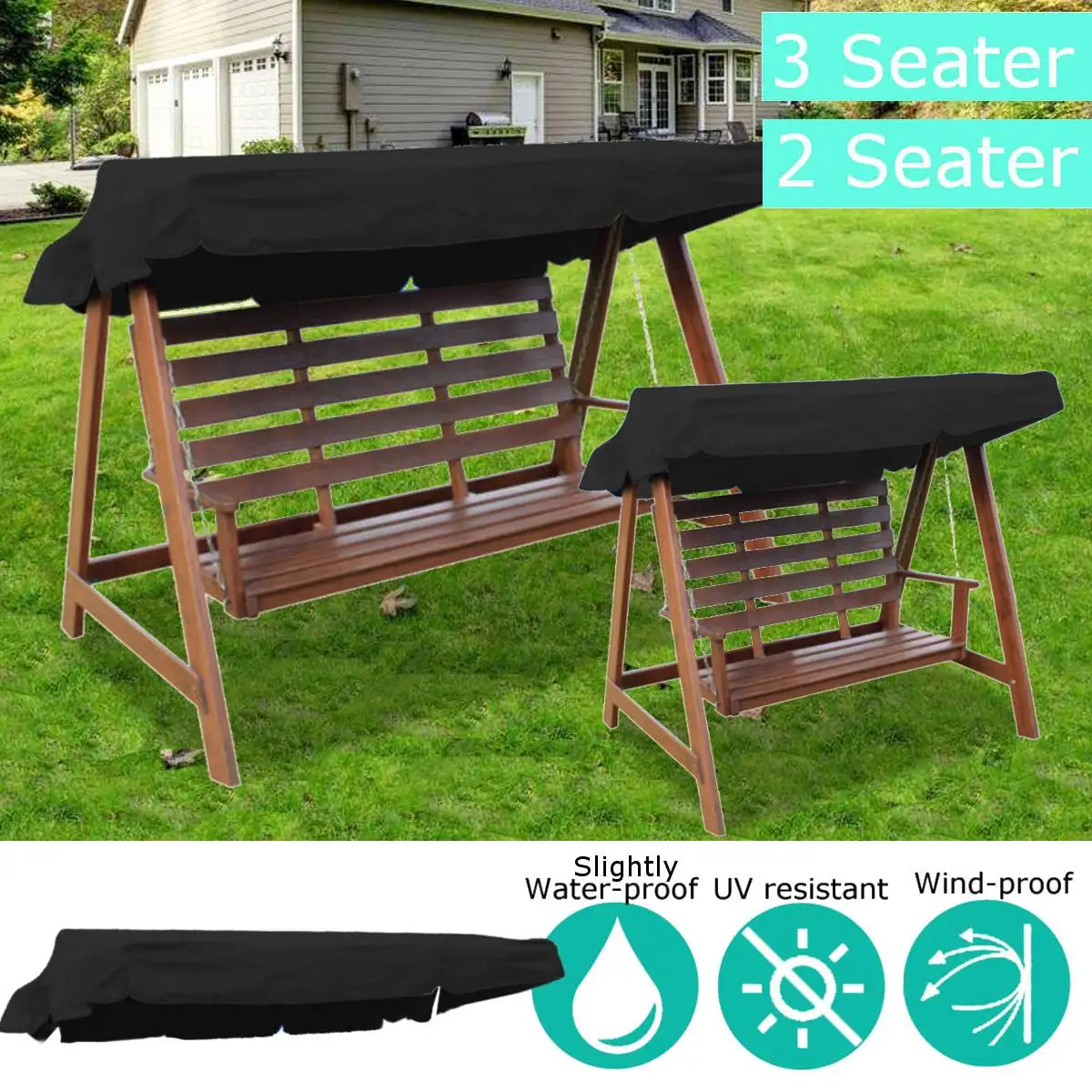 

Waterproof Shade Swing Chair Top Cover 2/3 Seats Garden Outdoor Canopy Replacement Courtyard Swing Cover Tent Chair Shade Sail