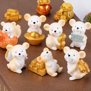 

1Pcs Money Cartoon Mouse Decoration Small Figurine Crafts Cute Animals Home Plant Potted Decoration Miniature Rats Figures NEW