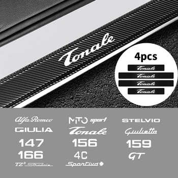 

4PCS Carbon Fiber Car Door Sill Cover Protector Sticker For Alfa Romeo Giulia Giulietta Sportiva Stelvio MiTo GT Car Accessories