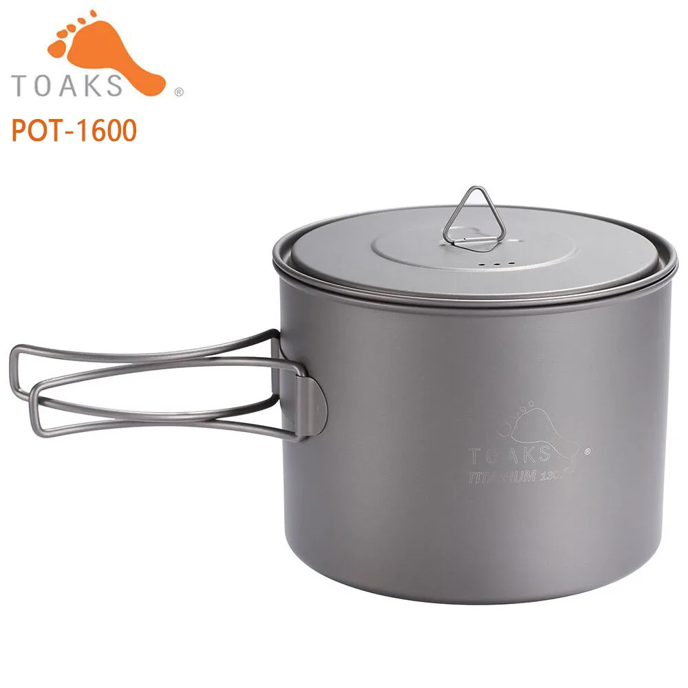 TOAKS TITANIUM POT WITH BAIL HANDLE Outdoor Camping Pot Lightweight Equipment 750ml, 1100ml, 1300ml, 1600ml, 2000ml 6