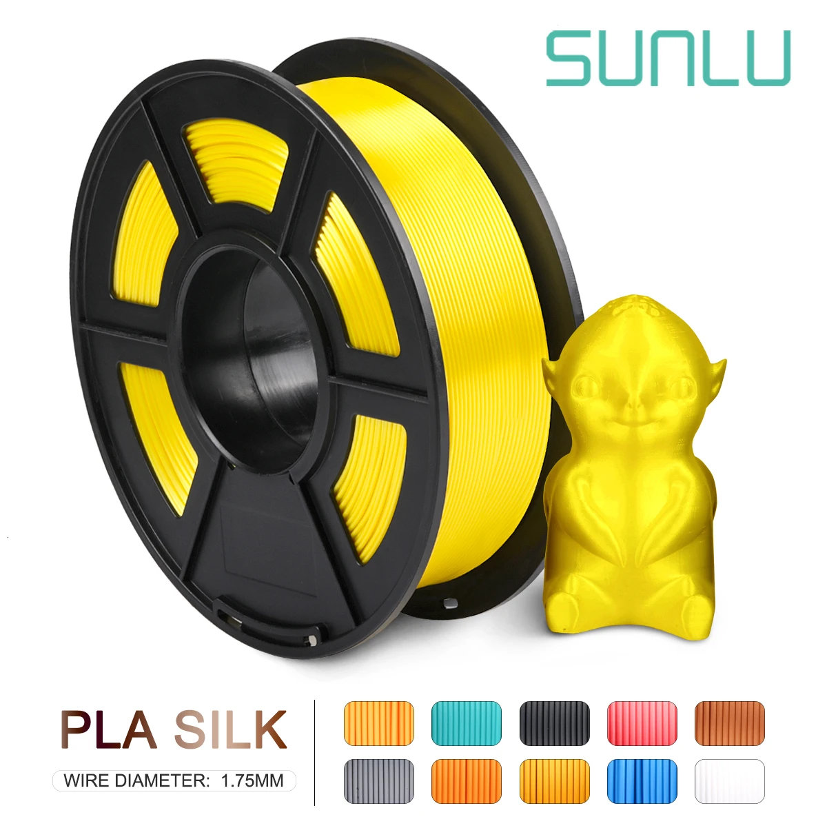 PLA SILK Filament LIGHTGOLD SILK 1kg 2.2 lbs 1.75mm per roll 3D Printer Filament DIY for 3D printing Refills golden - Цвет: SILK-YELLOW