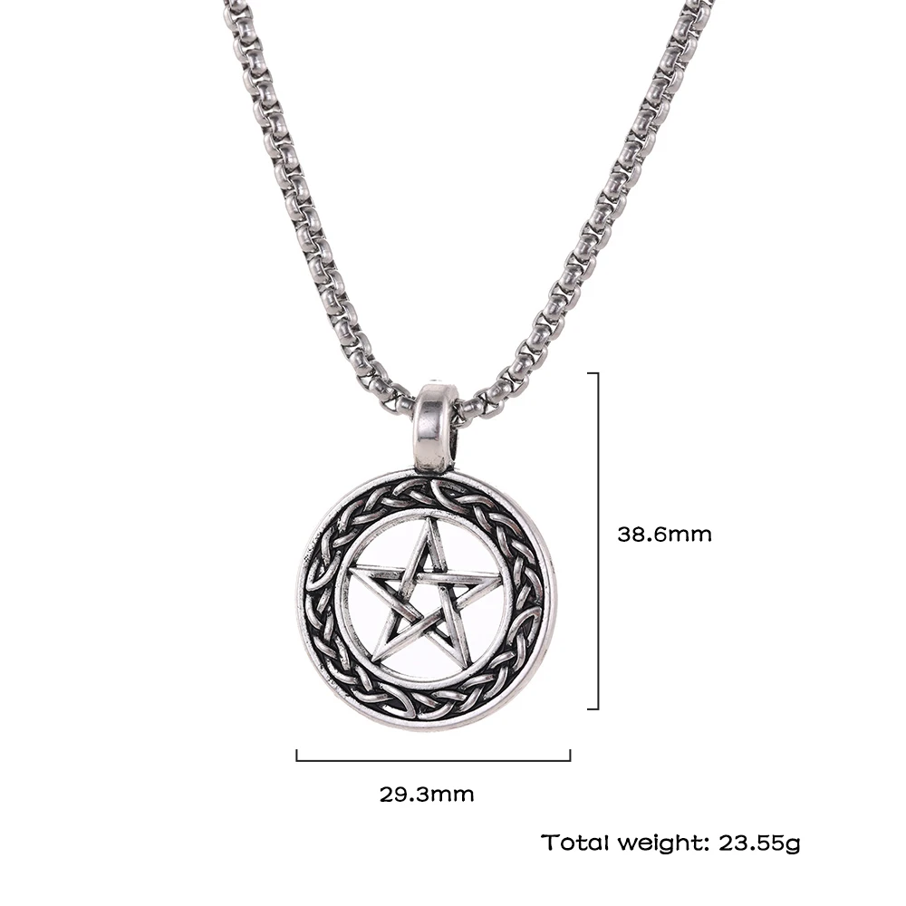 Skyrim пентаграмма еврейский религиозный языческий амулет кулон ожерелье Wicca мужчин винтаж Нержавеющая сталь цепи ожерелье s ювелирные изделия