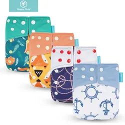 Authentique! Happy Flute – couche culotte en tissu suédé pour bébé, avec deux poches et double bouton pression 