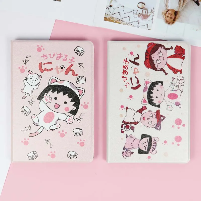 

Cute Cartoon Sakura Momoko PU Leather Sleep Awake Case With Soft Silicone Cover For Ipad 2017 2018 Ipad Air 1 2 Min 1 2 3 4 5