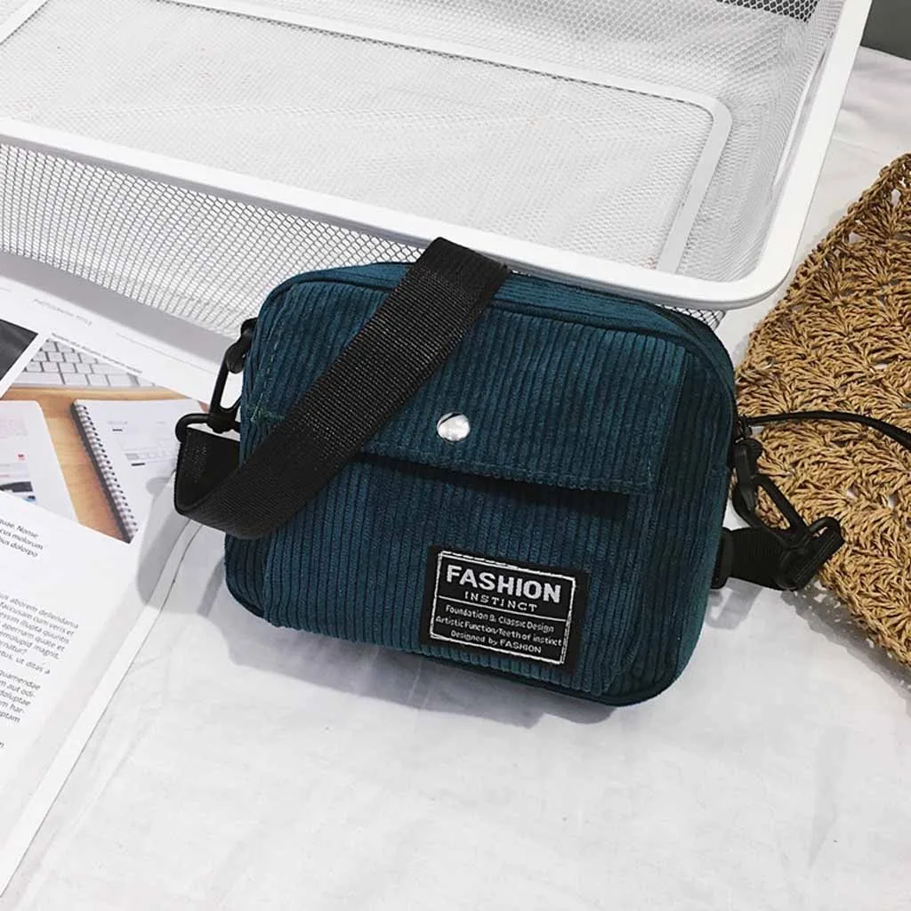 Women Corduroy Shoulder Bag Female Simple Small Square Bag Fashion Messenger Bags Casual Canvas Handbag Cloth Pouch#T1P