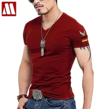 Летние повседневные облегающие футболки с v-образным вырезом для мужчин, нарукавная повязка с коротким рукавом, армейский зеленый цвет размера плюс, Мужская футболка, хлопковая футболка, одежда