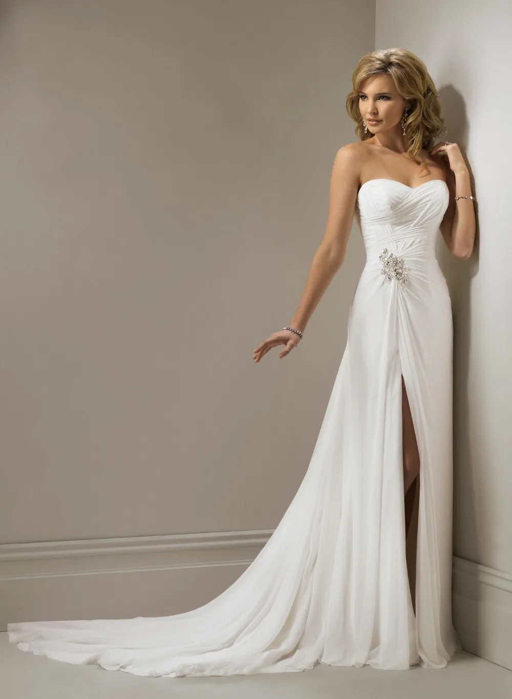 

Chiffon Sweetheart Mermaid 2018 New Arrival Vestido De Noiva With Slit robe de mariee bridal gown bridesmaid dresses