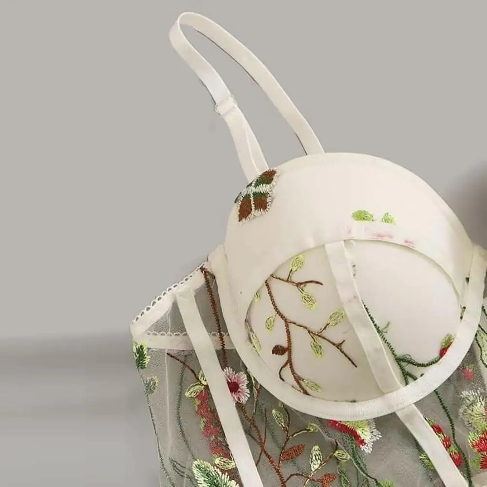 Ультратонкий кружевной бюстгальтер с цветочной вышивкой|Бюстгальтеры| |