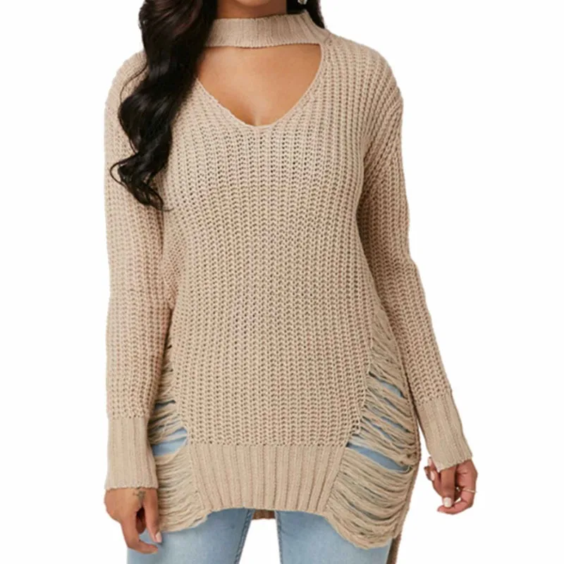 Sweaters women slim fit sweater  femininas Women Pull Sweaters New Halter Sweater Jumpers  Harajuku Chic Hole Sweater Pullovers