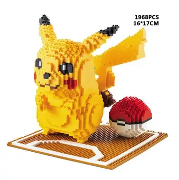 

Funny cartoon game anime figures building brick poke monsters micro diamond block model Pikachu ball nanobrick toy collection