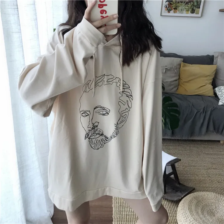 Корейская коллекция, женские толстовки и свитшоты, Kpop, повседневные, негабаритные, с принтом, женские толстовки, Moletom Feminino
