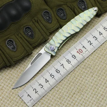 

LOVOCOO Mnandi M390 Blade snake wood TC4 Titanium handle folding knife Copper washer hunt camp Pocket Survival EDC Tool knife